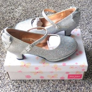 Girls rhinestone silver rhinestone heels in size 2
